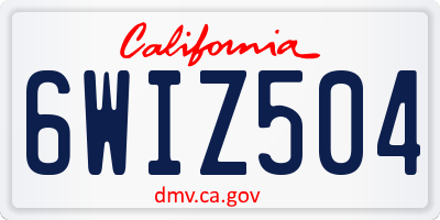CA license plate 6WIZ504