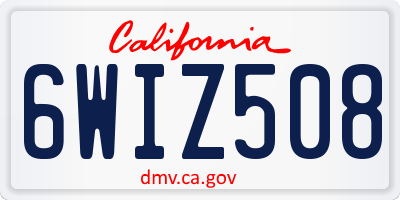 CA license plate 6WIZ508