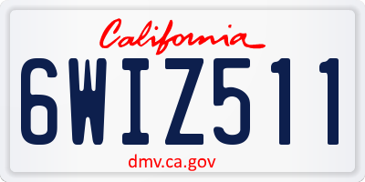 CA license plate 6WIZ511