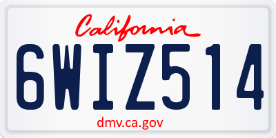 CA license plate 6WIZ514