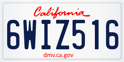 CA license plate 6WIZ516