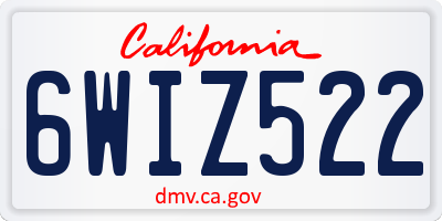 CA license plate 6WIZ522
