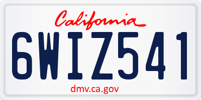 CA license plate 6WIZ541