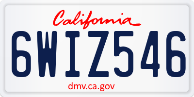 CA license plate 6WIZ546