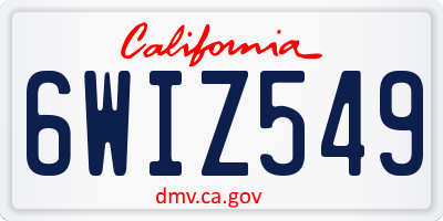 CA license plate 6WIZ549