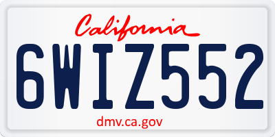 CA license plate 6WIZ552