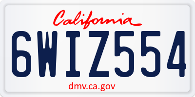 CA license plate 6WIZ554