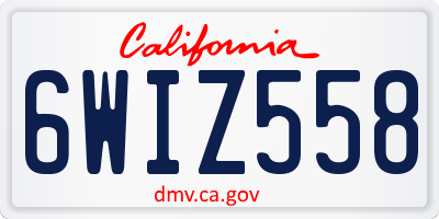 CA license plate 6WIZ558
