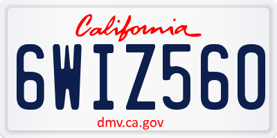 CA license plate 6WIZ560