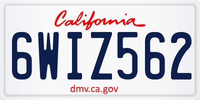 CA license plate 6WIZ562