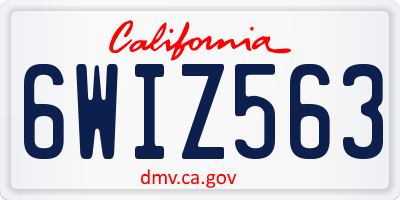 CA license plate 6WIZ563