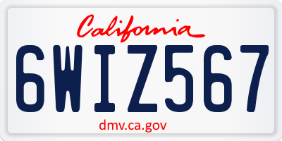 CA license plate 6WIZ567