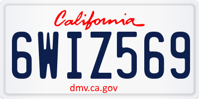 CA license plate 6WIZ569