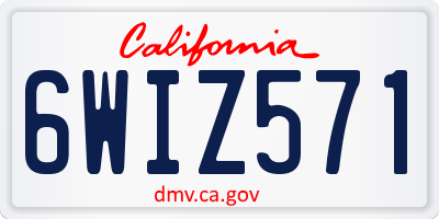 CA license plate 6WIZ571