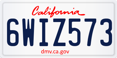 CA license plate 6WIZ573