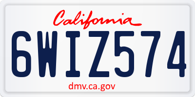 CA license plate 6WIZ574