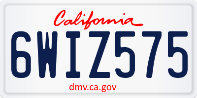 CA license plate 6WIZ575