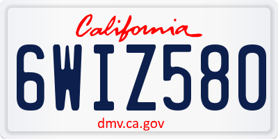 CA license plate 6WIZ580