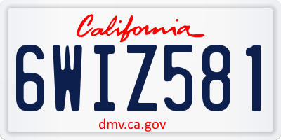 CA license plate 6WIZ581