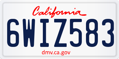 CA license plate 6WIZ583