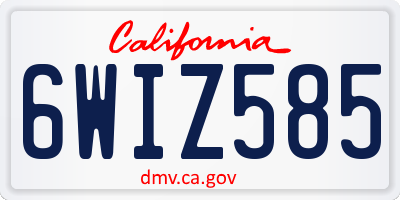 CA license plate 6WIZ585