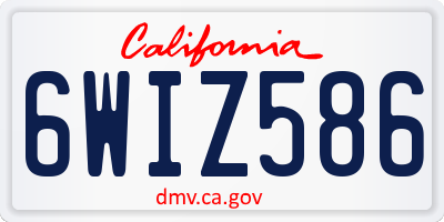 CA license plate 6WIZ586
