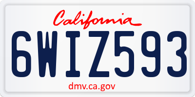 CA license plate 6WIZ593