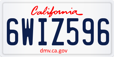 CA license plate 6WIZ596