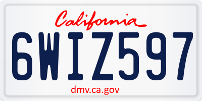 CA license plate 6WIZ597