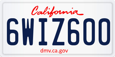 CA license plate 6WIZ600