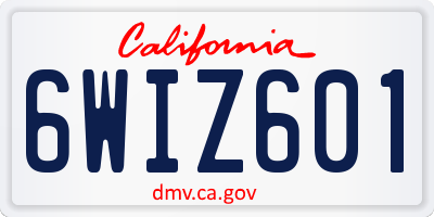 CA license plate 6WIZ601