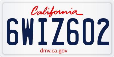 CA license plate 6WIZ602