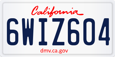 CA license plate 6WIZ604