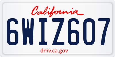 CA license plate 6WIZ607