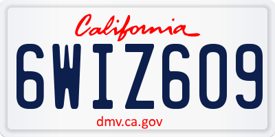CA license plate 6WIZ609