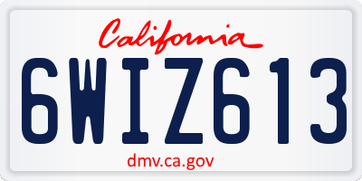 CA license plate 6WIZ613