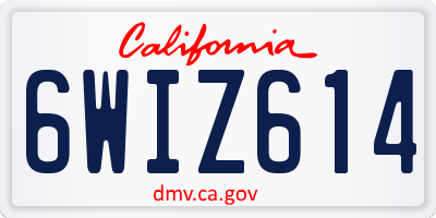 CA license plate 6WIZ614