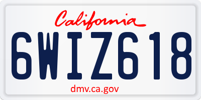 CA license plate 6WIZ618