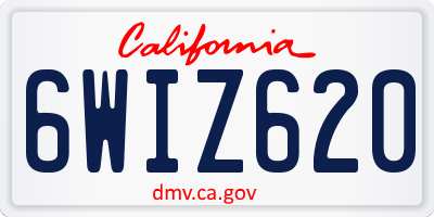 CA license plate 6WIZ620