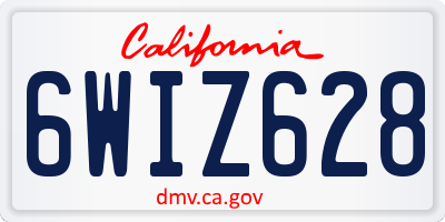 CA license plate 6WIZ628