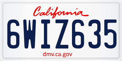 CA license plate 6WIZ635