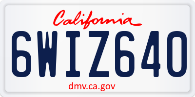 CA license plate 6WIZ640
