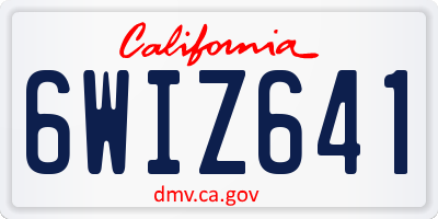 CA license plate 6WIZ641