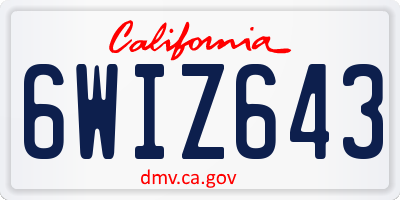 CA license plate 6WIZ643