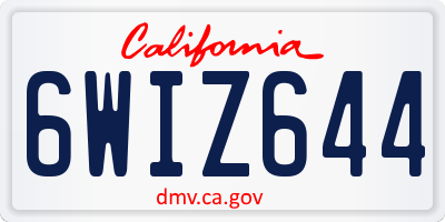 CA license plate 6WIZ644