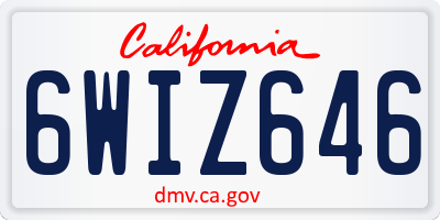 CA license plate 6WIZ646