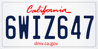 CA license plate 6WIZ647