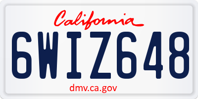 CA license plate 6WIZ648