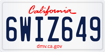 CA license plate 6WIZ649
