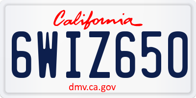 CA license plate 6WIZ650